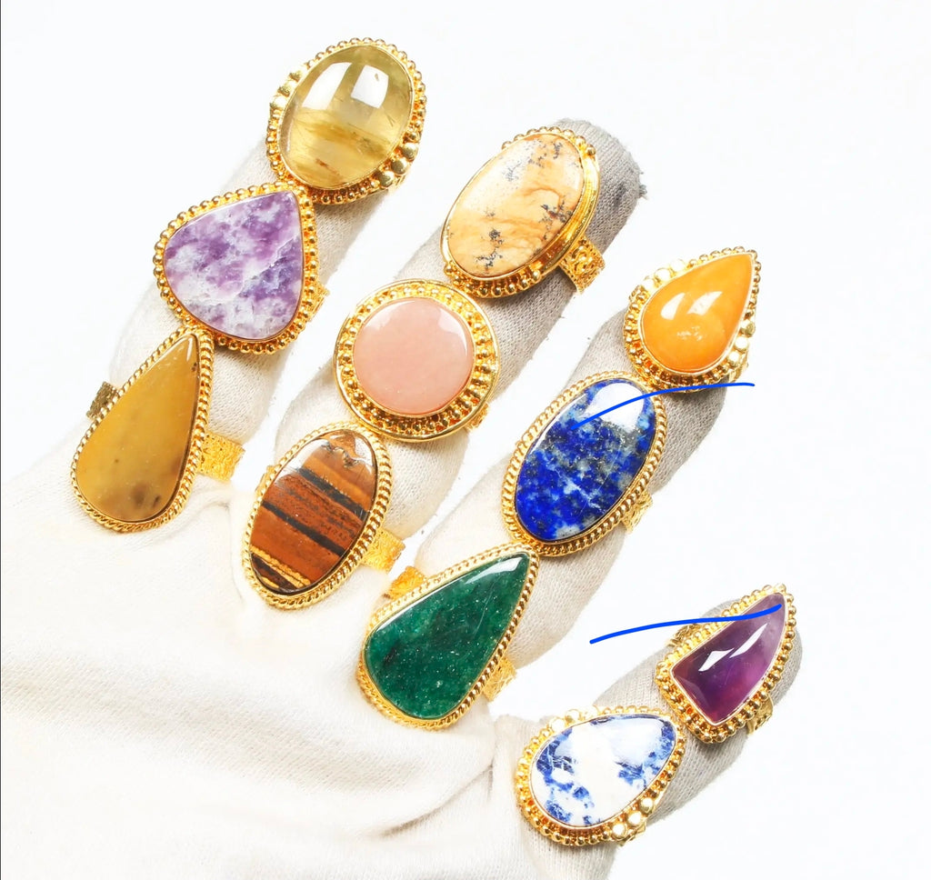 Assorted crystal rings silver plated various sizes